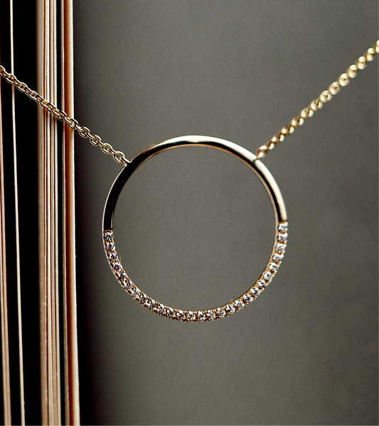 Circle Necklace with Diamonds