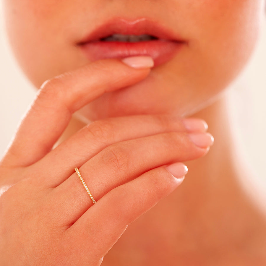 Thin 18KT Gold Ring with Diamonds