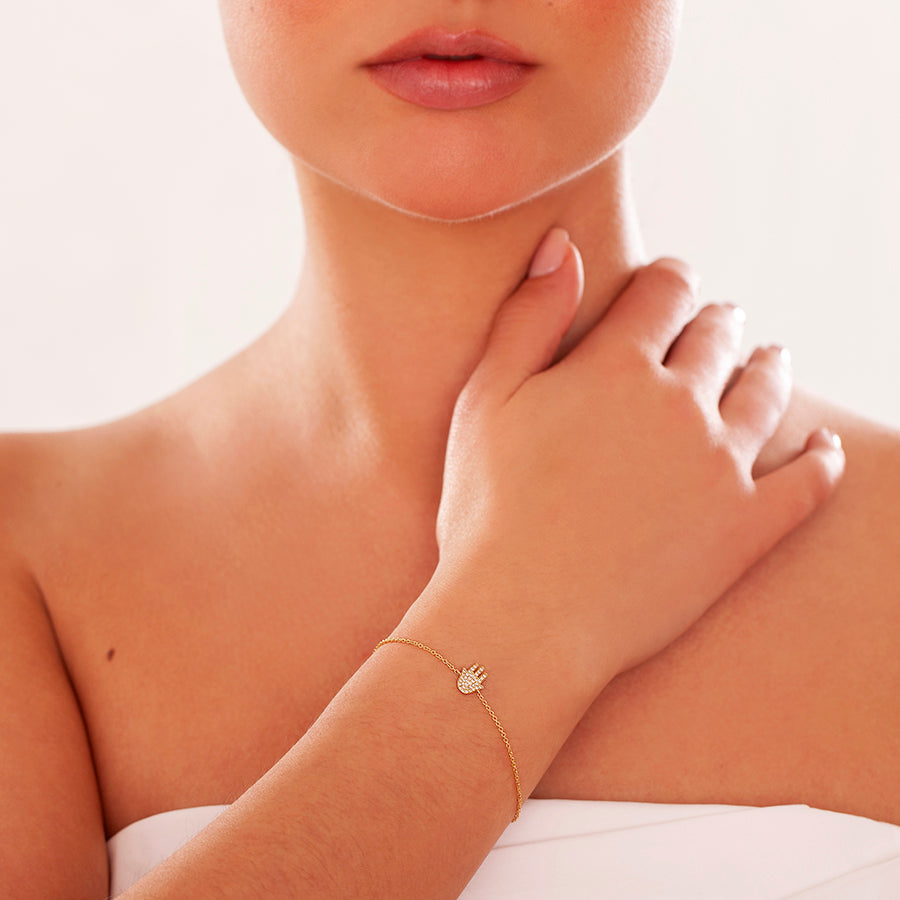 18KT Kettenarmband Fatimas Hand mit Diamanten