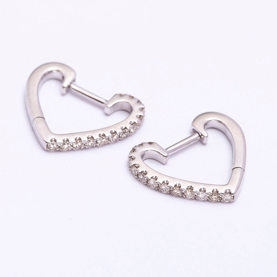 Gold Heart Earrings with Diamonds