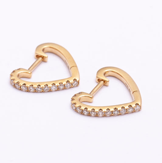 Gold Heart Earrings with Diamonds