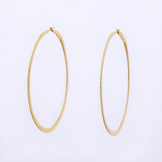 Yellow Gold Hoops with Diamonds half inside and outside