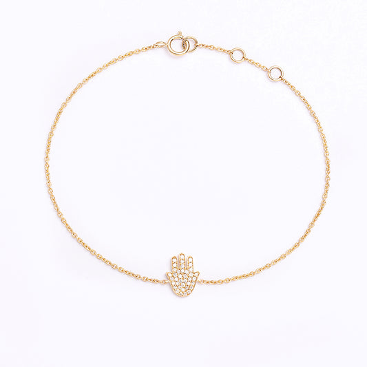Chain Bracelet Fatimas Hand with Diamonds