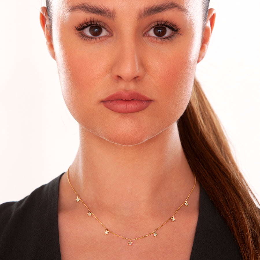 Gold Star Necklace with Diamonds