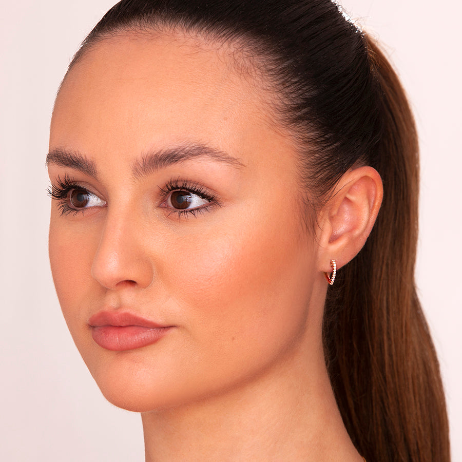 Gold Heart Earrings with Diamonds