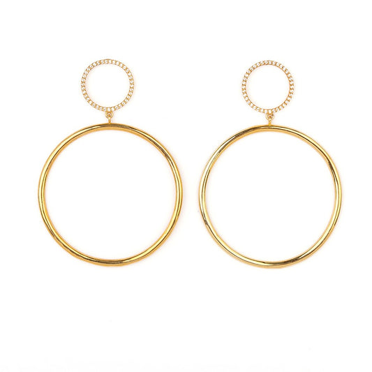 14kt Small Circle Diamond Hoop Earrings modern and classic