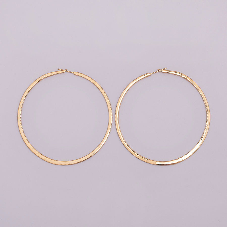 Yellow Gold Hoops with Diamonds half inside and outside