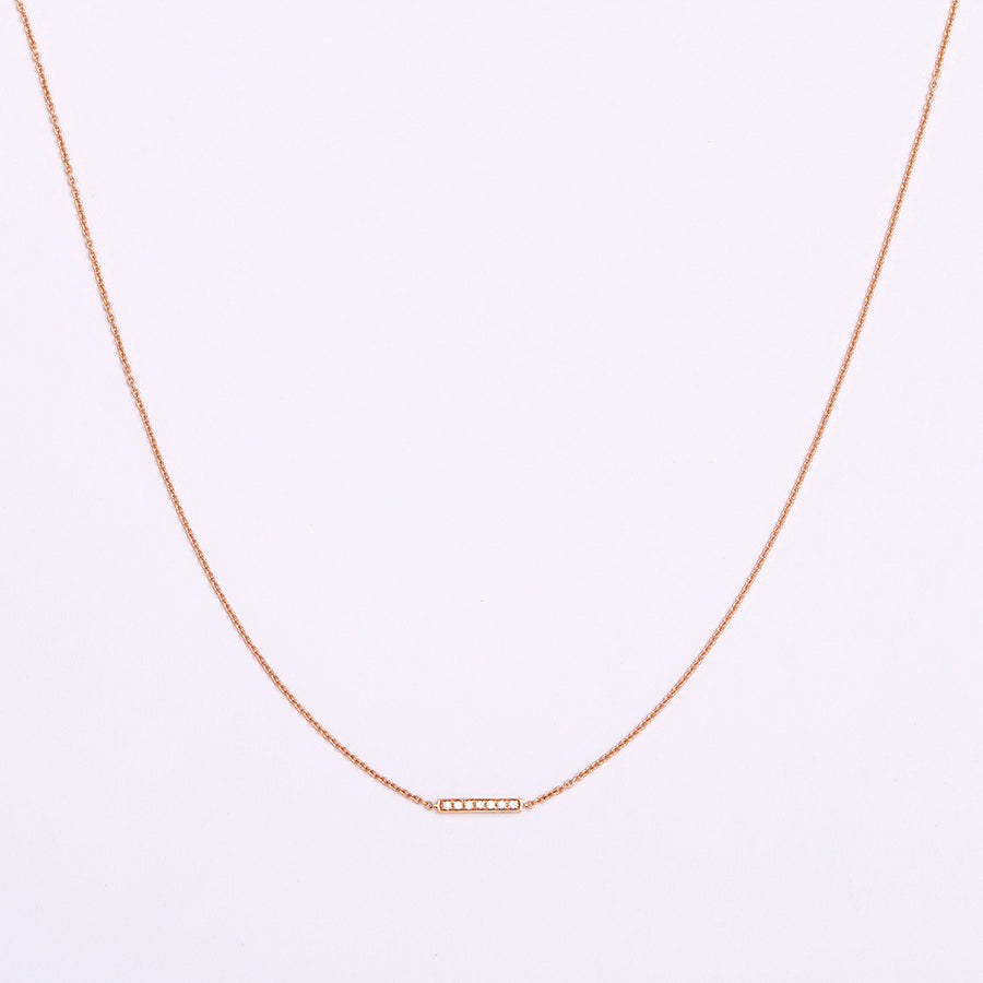Rose Gold bar Necklace with Diamonds