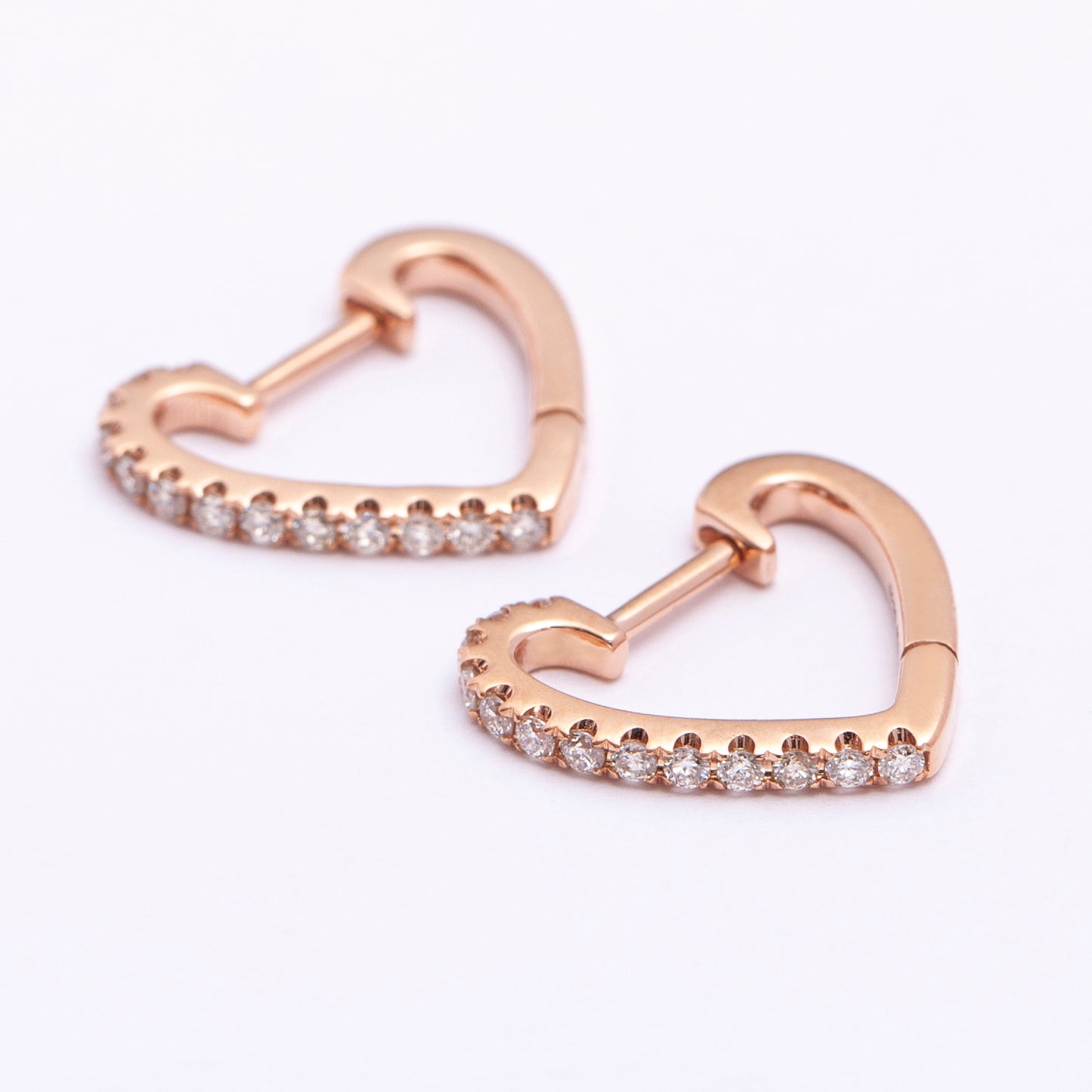 Gold Heart Earrings with Diamonds