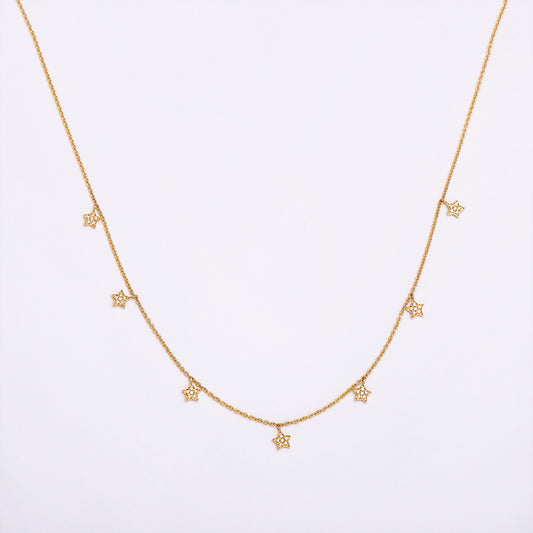 Stern-Halskette aus 18-karätigem Gold mit Diamanten 0,13 Karat TW/VVS