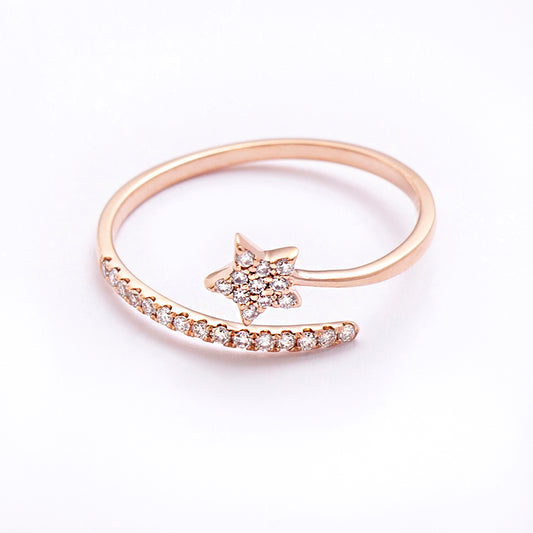 Rose Gold Star Ring with Diamonds