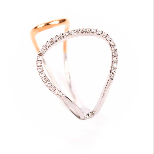 White and Rose Gold Ring with Diamonds