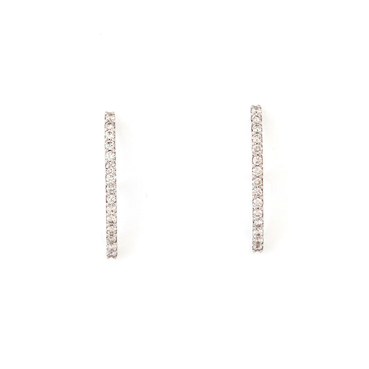 White Gold Diamond Bar Earrings