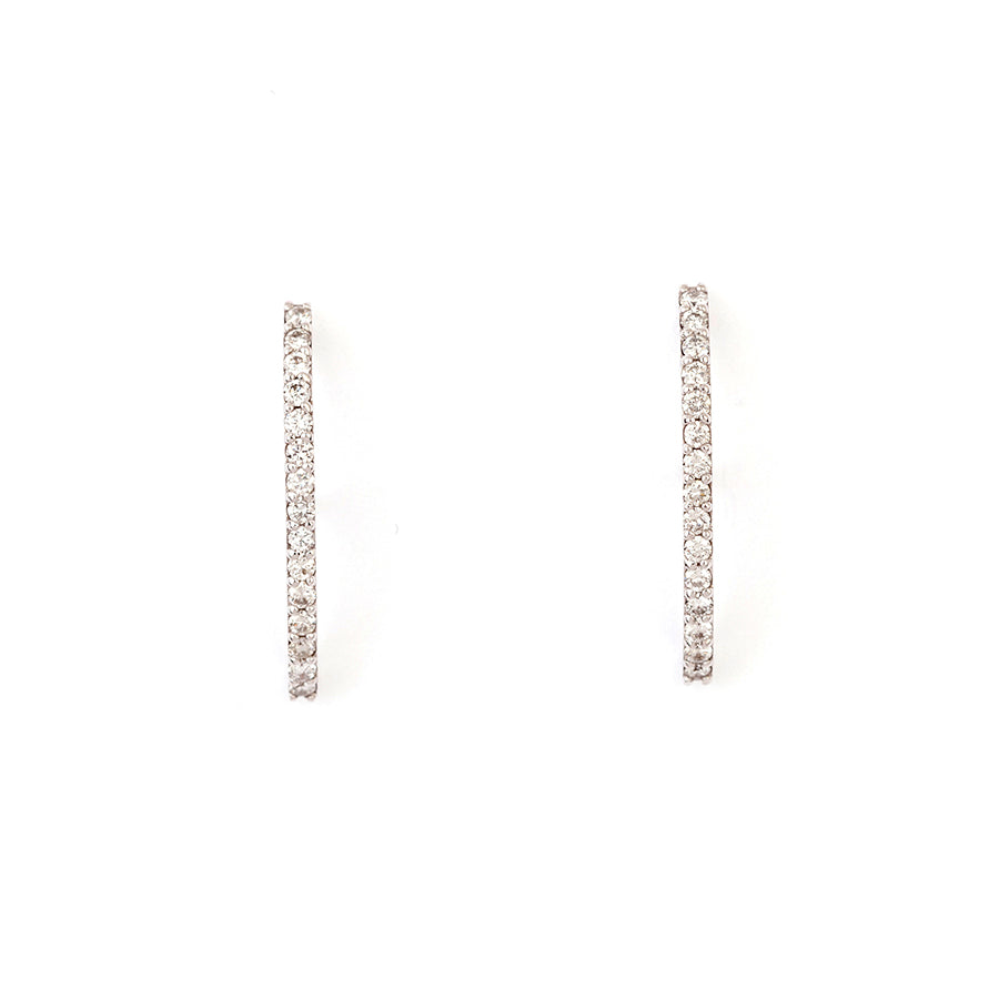 White Gold Diamond Bar Earrings