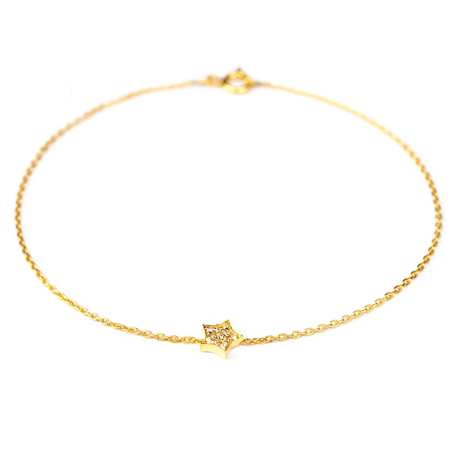 Yellow Gold Bracelet with Diamond Star