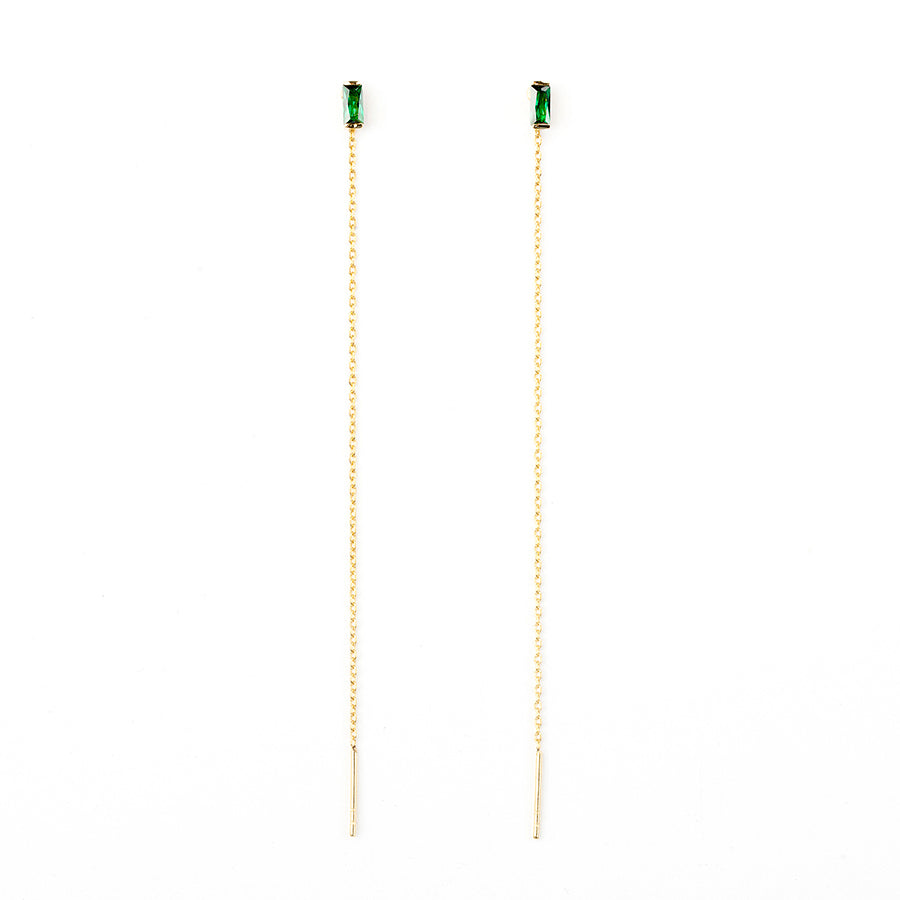 Yellow Gold Earrings with Green Crystal Zirconia