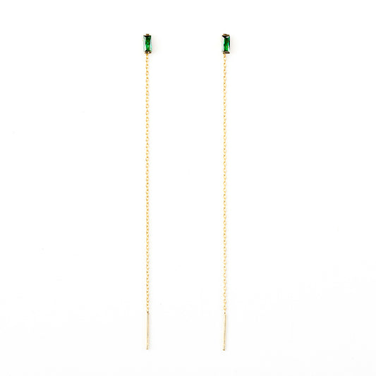Yellow Gold Earrings with Green Crystal Zirconia