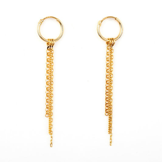 Yellow Gold Hoop Earrings with 3 different Chains