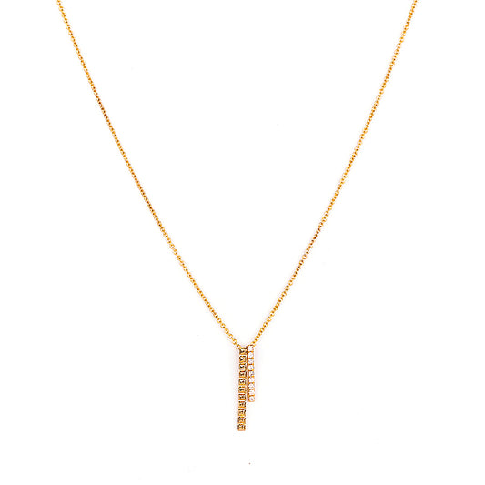 Yellow Gold Necklace with Diamond Bar