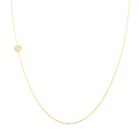 Yellow Gold Necklace with Diamond Heart