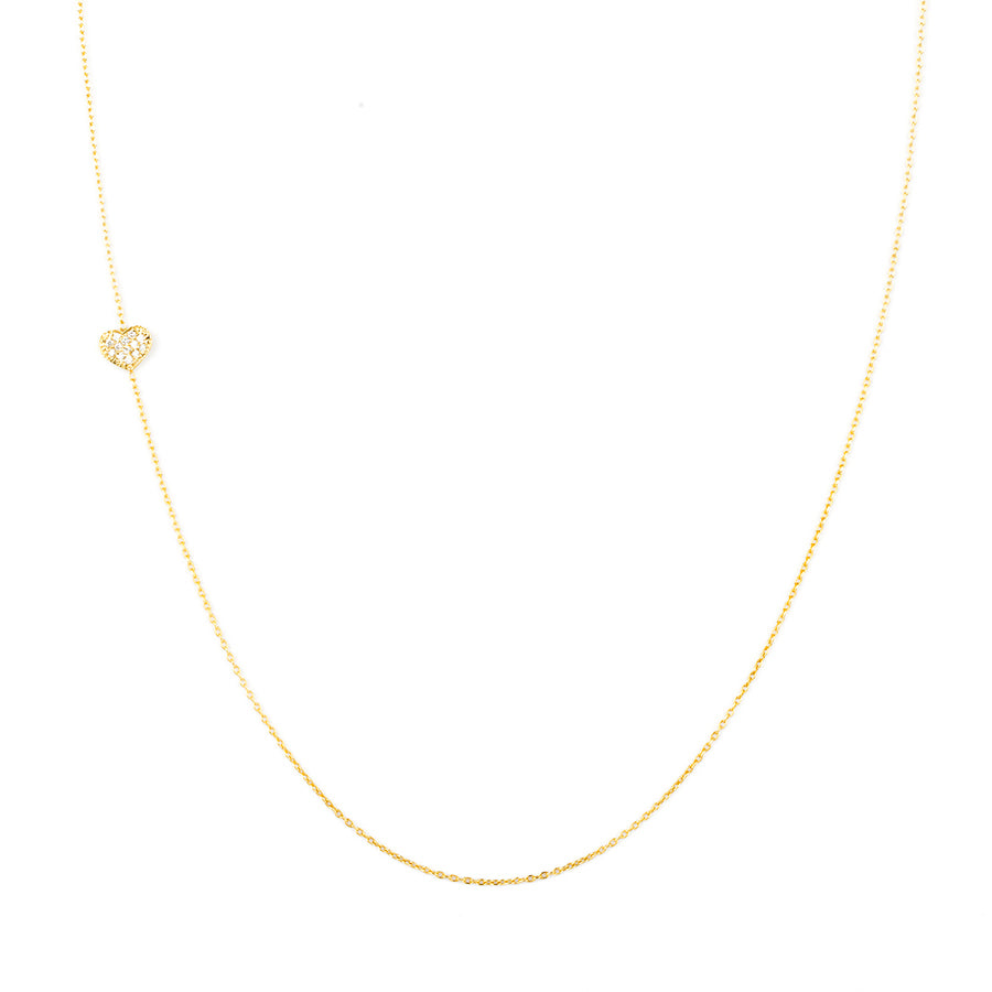 Yellow Gold Necklace with Diamond Heart