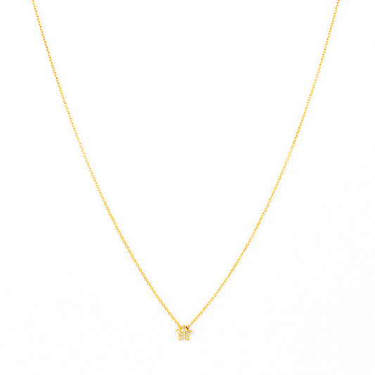 Yellow Gold Necklace with Diamond Star
