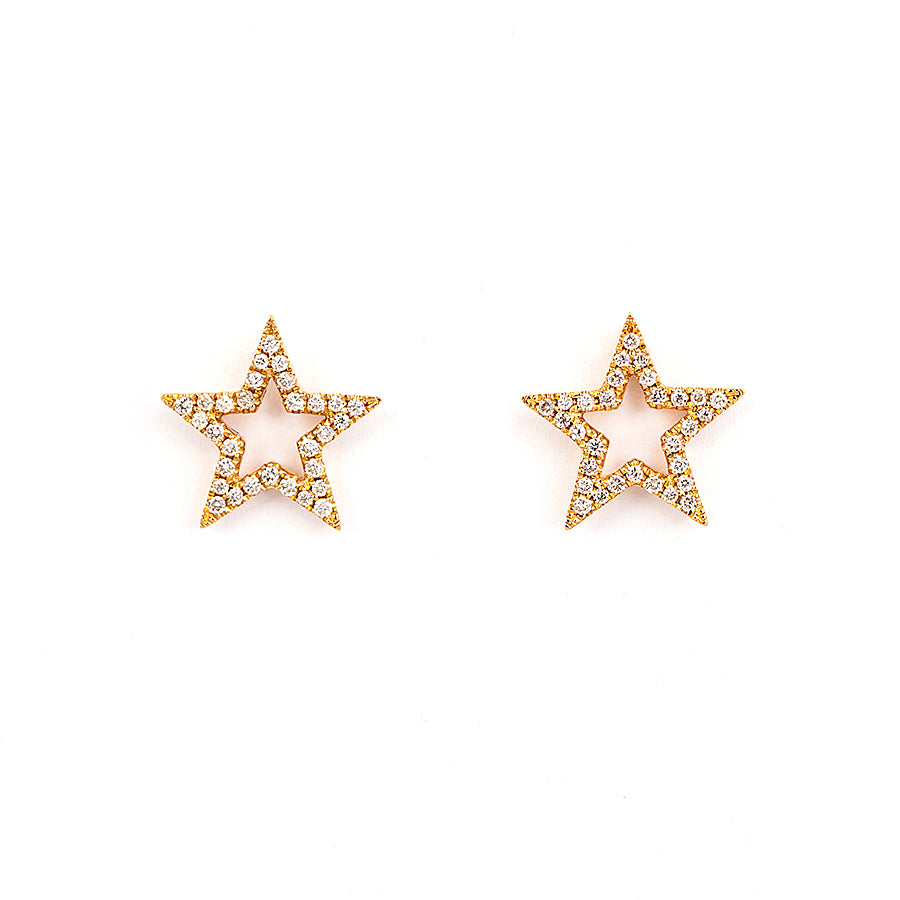 Yellow Gold Star Earrings with Diamonds