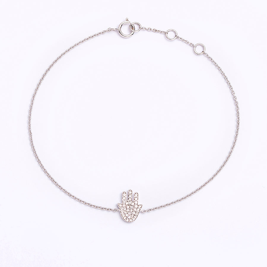 Chain Bracelet Fatimas Hand with Diamonds